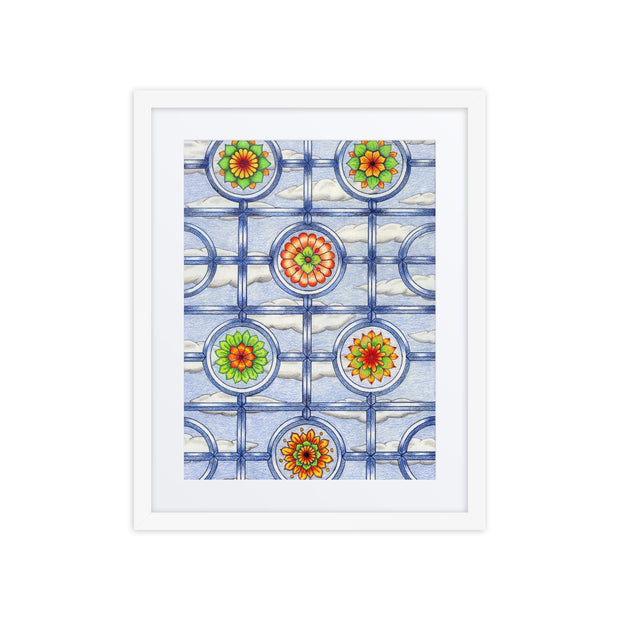 Stained Glass Mandalas framed print with mat - Martin K Designs