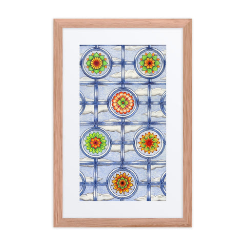 Stained Glass Mandalas framed print with mat - Martin K Designs