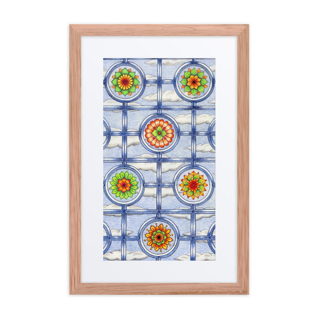 Stained Glass Mandalas framed print with mat - Martin K Designs