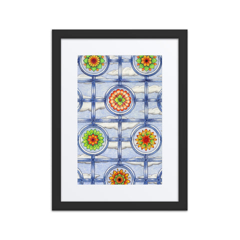 Stained Glass Mandalas framed print with mat - Martin K Designs
