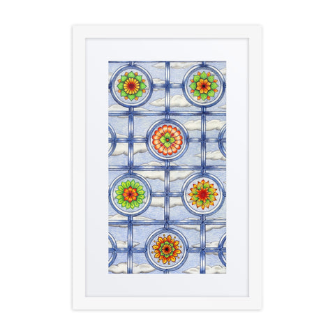 Stained Glass Mandalas framed print with mat - Martin K Designs