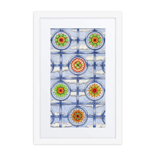 Stained Glass Mandalas framed print with mat - Martin K Designs