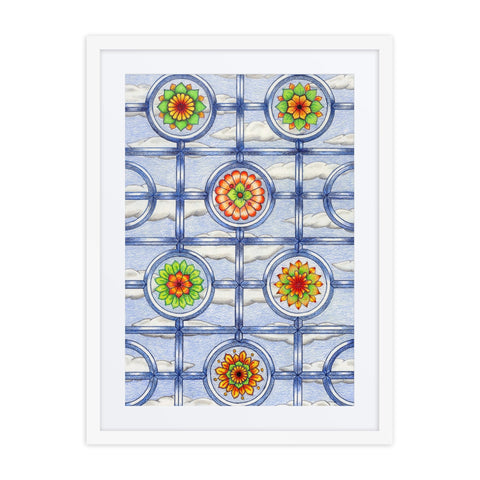 Stained Glass Mandalas framed print with mat - Martin K Designs