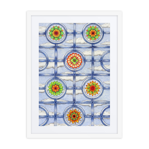 Stained Glass Mandalas framed print with mat - Martin K Designs