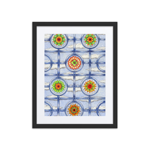 Stained Glass Mandalas framed print with mat - Martin K Designs