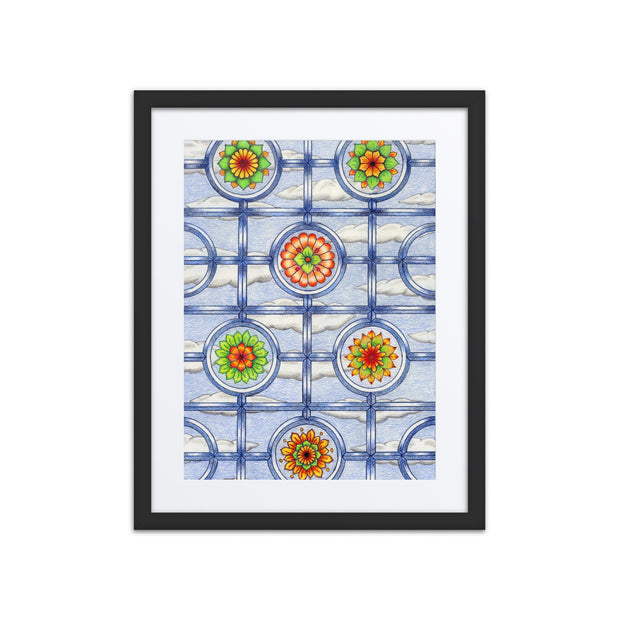 Stained Glass Mandalas framed print with mat - Martin K Designs