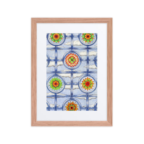 Stained Glass Mandalas framed print with mat - Martin K Designs
