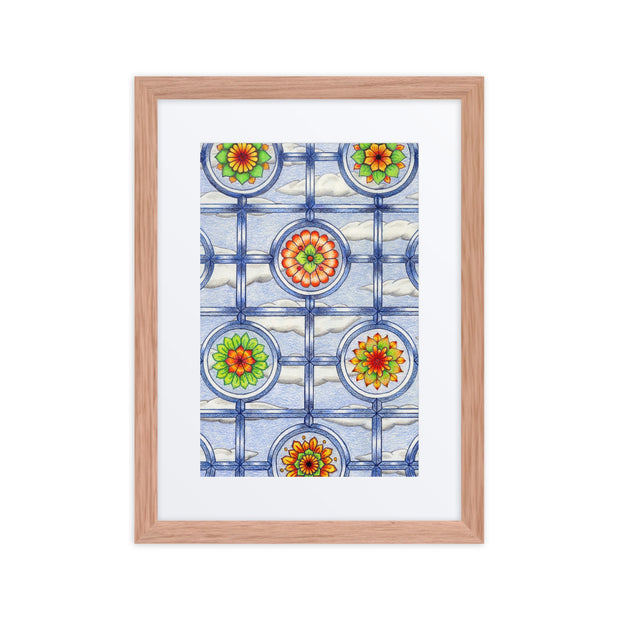 Stained Glass Mandalas framed print with mat - Martin K Designs