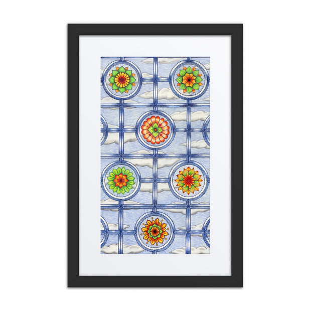 Stained Glass Mandalas framed print with mat - Martin K Designs
