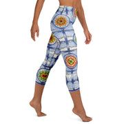 Stained Glass Mandalas High Rise Yoga Capri Leggings with Inside Pocket - Martin K Designs