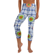 Stained Glass Mandalas High Rise Yoga Capri Leggings with Inside Pocket - Martin K Designs