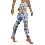 Stained Glass mandalas High Rise Yoga Leggings with Inside Pocket - Martin K Designs