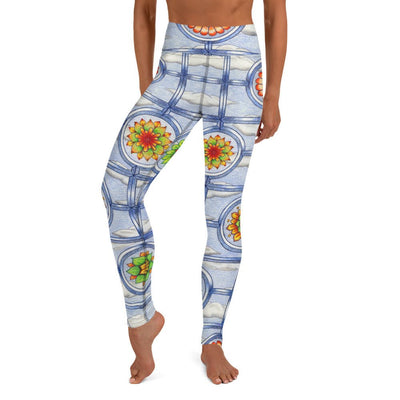 Stained Glass mandalas High Rise Yoga Leggings with Inside Pocket - Martin K Designs