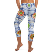Stained Glass Mandalas Mid Rise Capri Leggings - Martin K Designs