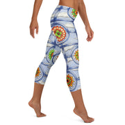 Stained Glass Mandalas Mid Rise Capri Leggings - Martin K Designs