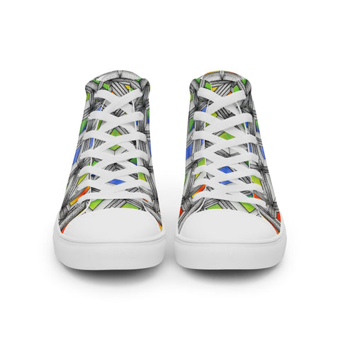Stained Glass Men’s high top canvas shoes - Martin K Designs