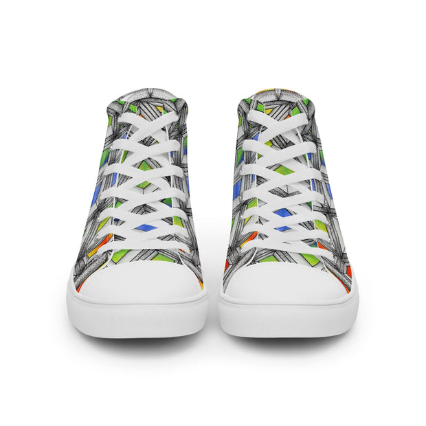 Stained Glass Men’s high top canvas shoes - Martin K Designs