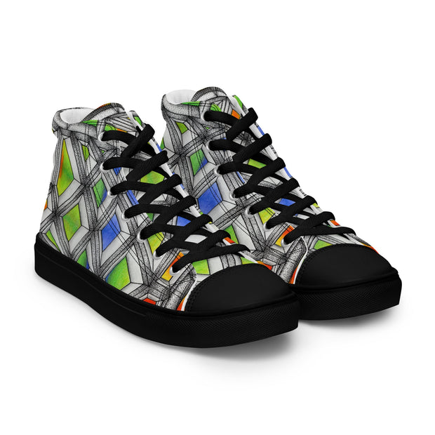 Stained Glass Men’s high top canvas shoes - Martin K Designs