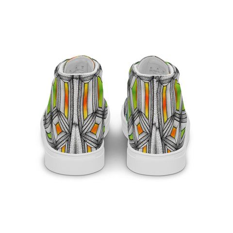 Stained Glass Men’s high top canvas shoes - Martin K Designs