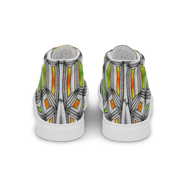 Stained Glass Men’s high top canvas shoes - Martin K Designs