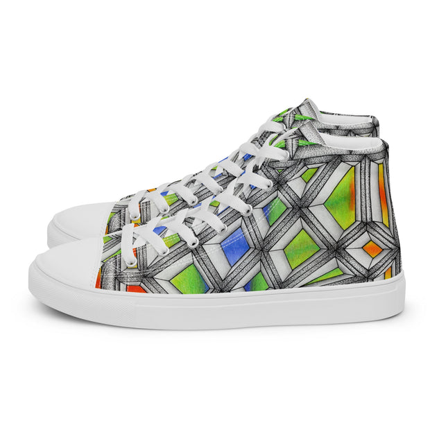Stained Glass Men’s high top canvas shoes - Martin K Designs