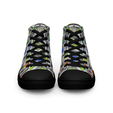 Stained Glass Men’s high top canvas shoes - Martin K Designs