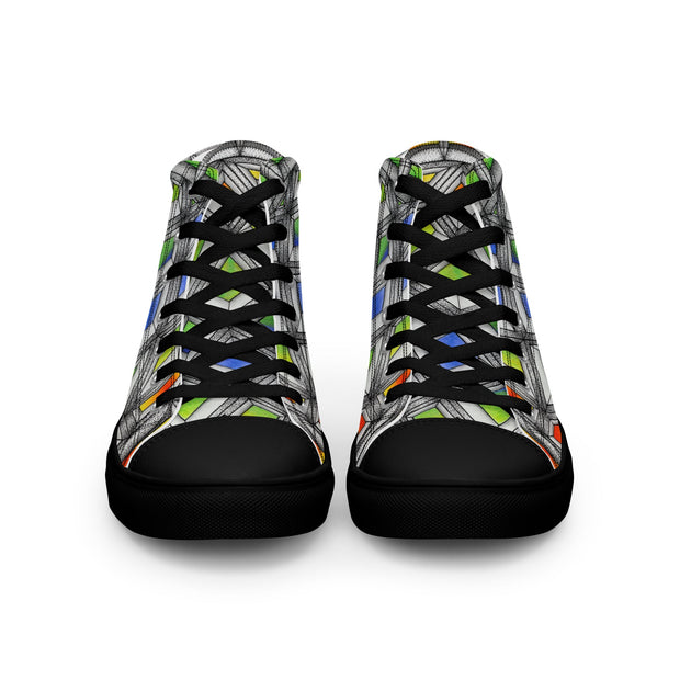 Stained Glass Men’s high top canvas shoes - Martin K Designs