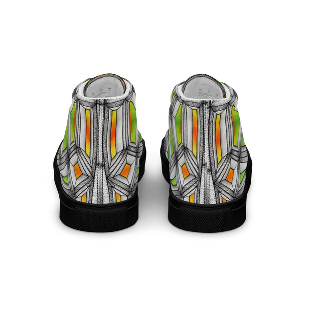 Stained Glass Men’s high top canvas shoes - Martin K Designs