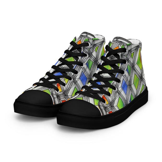 Stained Glass Men’s high top canvas shoes - Martin K Designs