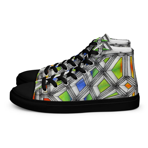Stained Glass Men’s high top canvas shoes - Martin K Designs