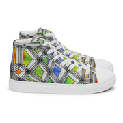 Stained Glass Men’s high top canvas shoes - Martin K Designs