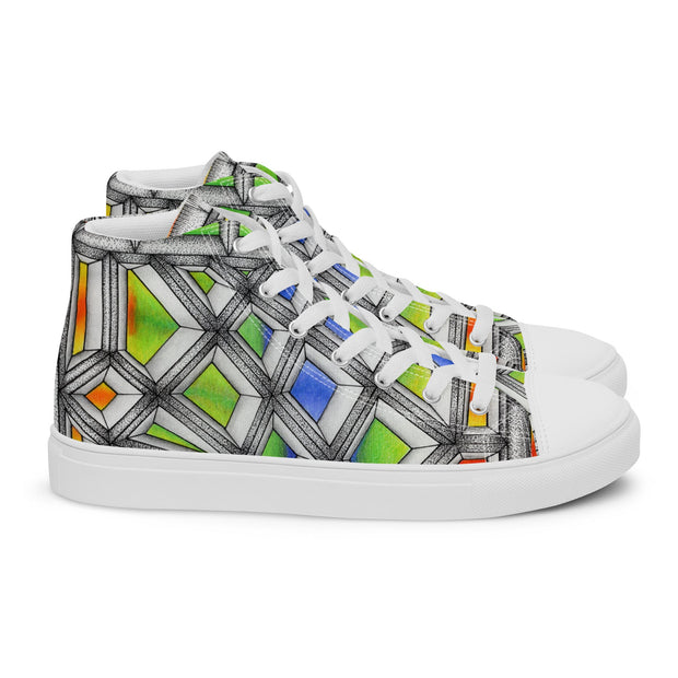Stained Glass Men’s high top canvas shoes - Martin K Designs
