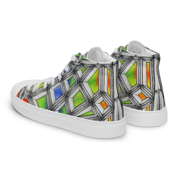 Stained Glass Men’s high top canvas shoes - Martin K Designs
