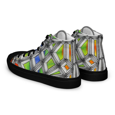Stained Glass Men’s high top canvas shoes - Martin K Designs