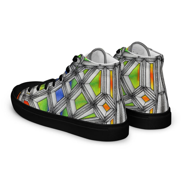 Stained Glass Men’s high top canvas shoes - Martin K Designs
