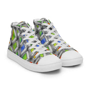 Stained Glass Men’s high top canvas shoes - Martin K Designs
