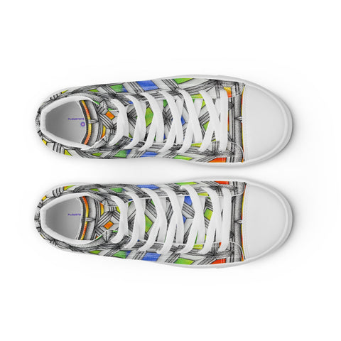 Stained Glass Women’s high top canvas shoes - Martin K Designs