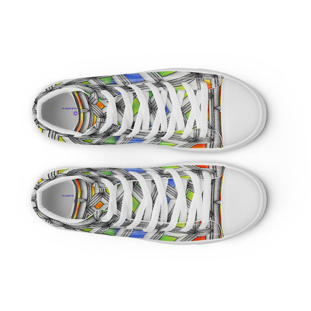 Stained Glass Women’s high top canvas shoes - Martin K Designs