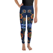 Steampunk Flowers Mid Rise Youth Leggings - Martin K Designs