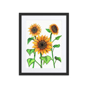 Sunflowers framed print with mat - Martin K Designs