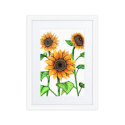 Sunflowers framed print with mat - Martin K Designs