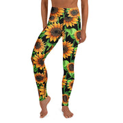 Sunflowers High Rise Yoga Leggings with Inside Pocket - Martin K Designs
