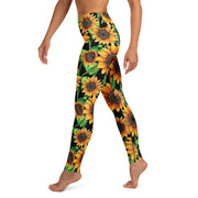 Sunflowers High Rise Yoga Leggings with Inside Pocket - Martin K Designs