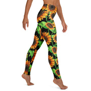 Sunflowers High Rise Yoga Leggings with Inside Pocket - Martin K Designs