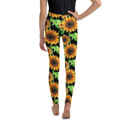 Sunflowers Mid Rise Youth Leggings - Martin K Designs