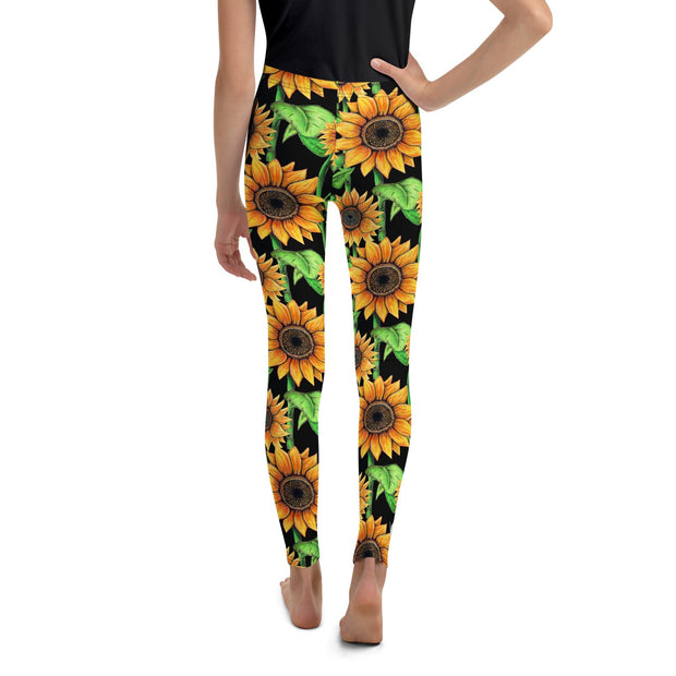 Sunflowers Mid Rise Youth Leggings - Martin K Designs