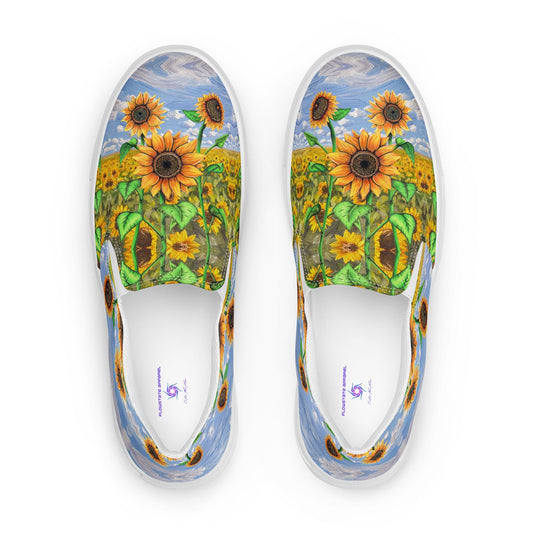 Sunflowers womens slip-on canvas shoes - geometric artwork pattern