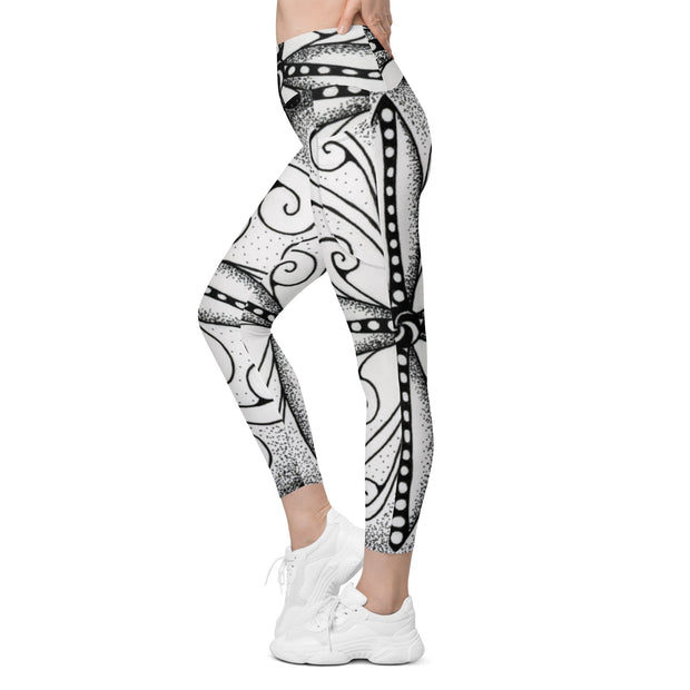 Surfs Up Mandala High Rise Capri Leggings with pockets - Martin K Designs