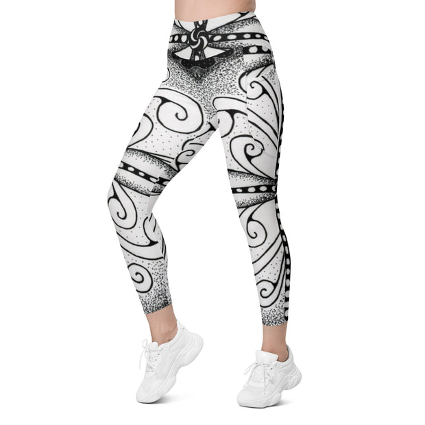 Surfs Up Mandala High Rise Capri Leggings with pockets - Martin K Designs