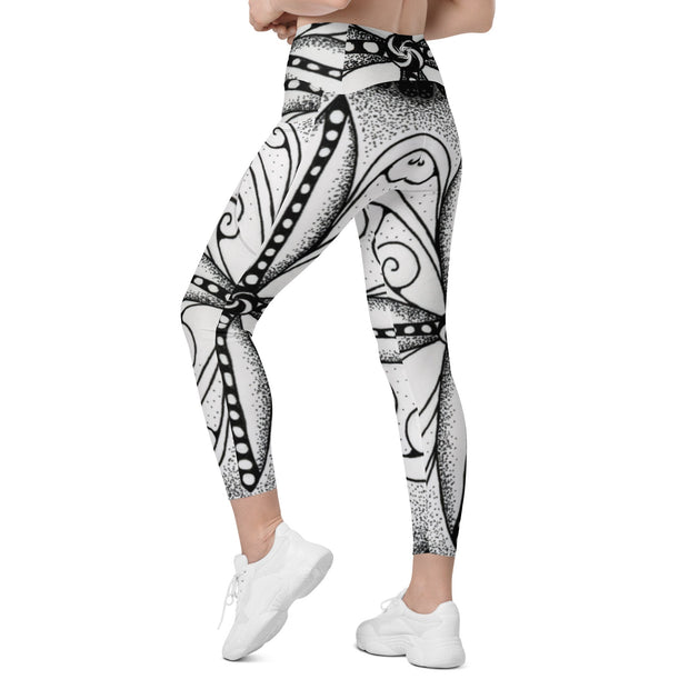 Surfs Up Mandala High Rise Capri Leggings with pockets - Martin K Designs